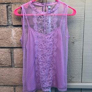 NWOT Express lavender lace sexy tank with cami